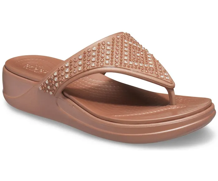 Crocs Sandals Womens Crocs Monterey Shimmer Wedge Flip Bronze Gift 4 You