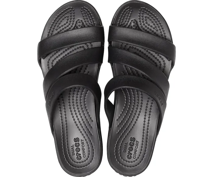 Crocs Sandals Womens Crocs Monterey Strappy Wedge Black Gift Ideas