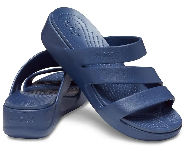 Crocs Sandals Womens Crocs Monterey Strappy Wedge Navy Gift Ideas