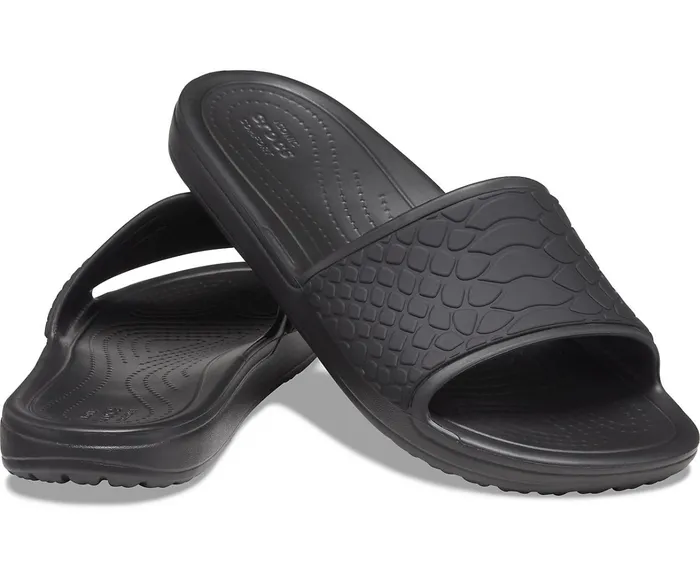Crocs Sandals Womens Crocs Sloane Snake Low Slide Black On Sale