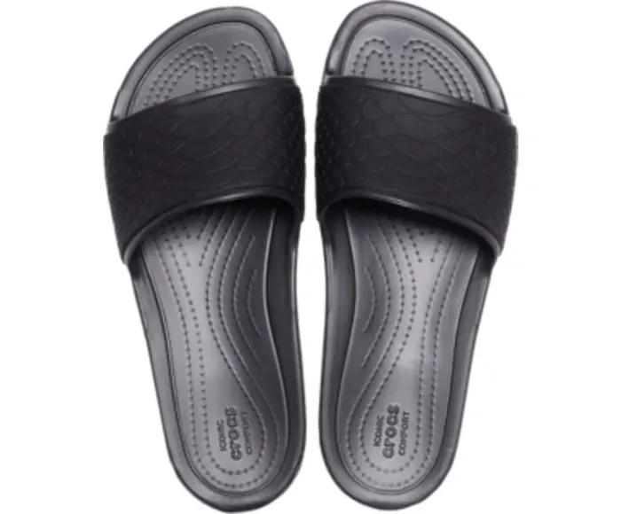 Crocs Sandals Womens Crocs Sloane Snake Low Slide Black On Sale