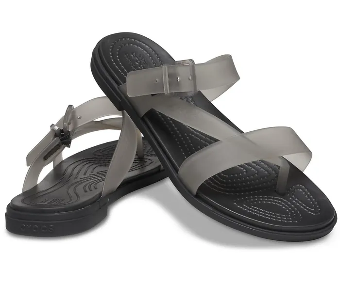 Crocs Sandals Womens Crocs Tulum Translucent Toe Post Black Gift for Friend