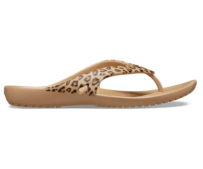 Crocs Sandals Womens Kadee II Leopard Flip Leopard Gold For Sale