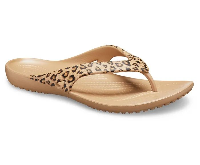Crocs Sandals Womens Kadee II Leopard Flip Leopard Gold For Sale