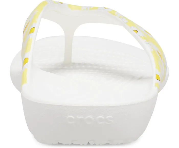 Crocs Sandals Womens Kadee II Printed Flip White Yellow Daisy Casaul