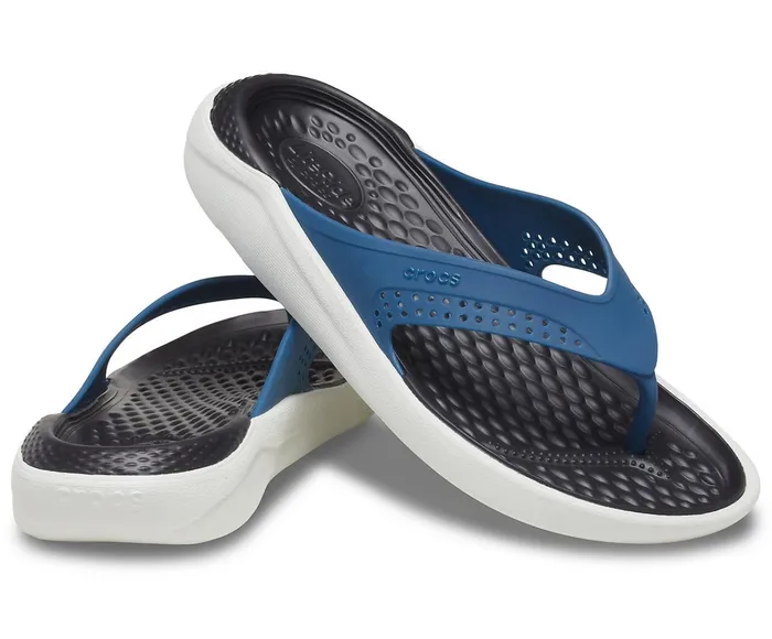 Crocs Sandals Womens LiteRide Flip Vivid Blue Almost White Popular