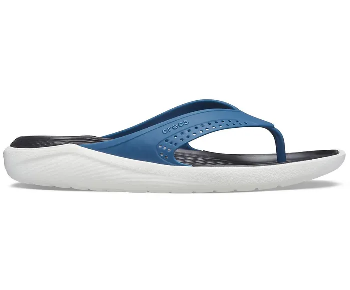 Crocs Sandals Womens LiteRide Flip Vivid Blue Almost White Popular