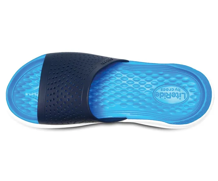 Crocs Sandals Womens LiteRide Slide Navy White Casaul
