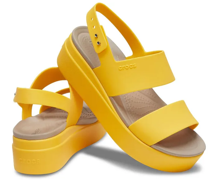 Crocs Wedges Womens Crocs Brooklyn Low Wedge Canary Canary Casaul