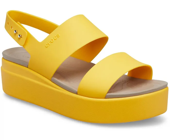 Crocs Wedges Womens Crocs Brooklyn Low Wedge Canary Canary Casaul
