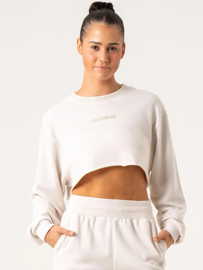 Cropped Sweater 8211 Oat Women Ryderwear Tops