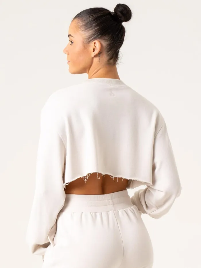 Cropped Sweater 8211 Oat Women Ryderwear Tops Cropped Sweater 8211 Oat Women Ryderwear Tops
