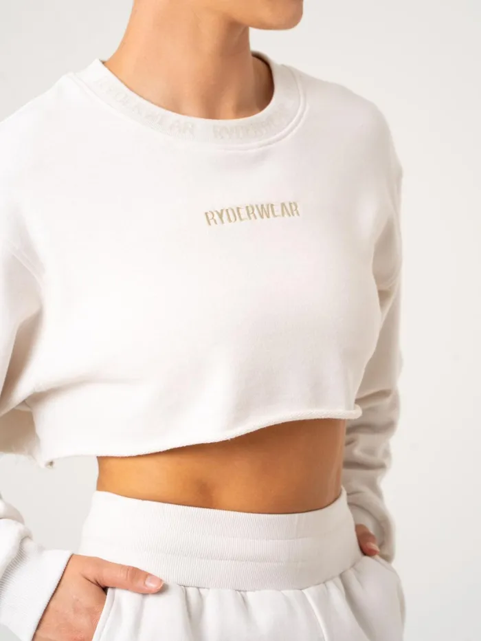 Cropped Sweater 8211 Oat Women Ryderwear Tops Cropped Sweater 8211 Oat Women Ryderwear Tops