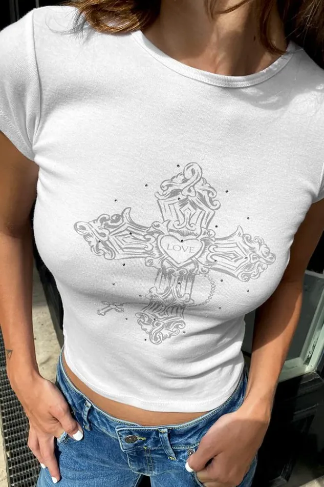 Cross Love TShirt Women Subdued Graphics