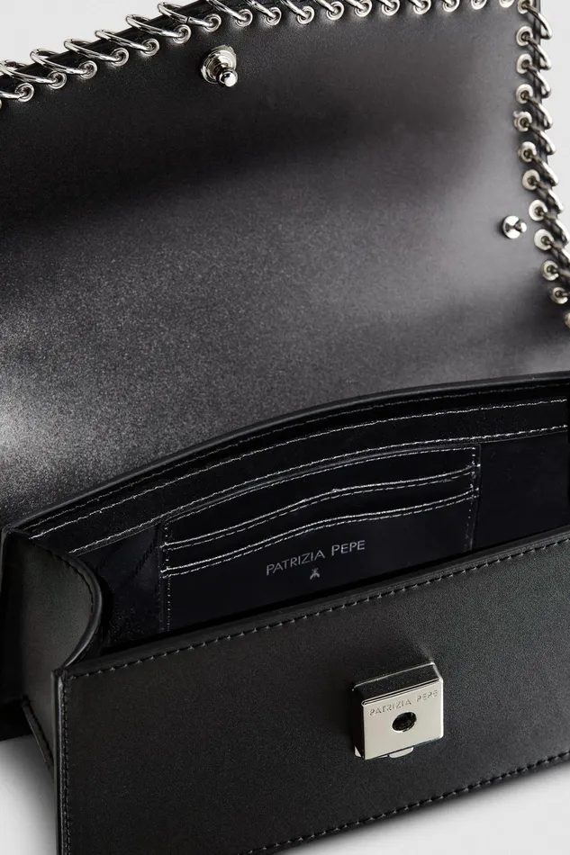 Crossbodys Women Patrizia Pepe Fly Bamby Piercing Shoulder Bag Nero