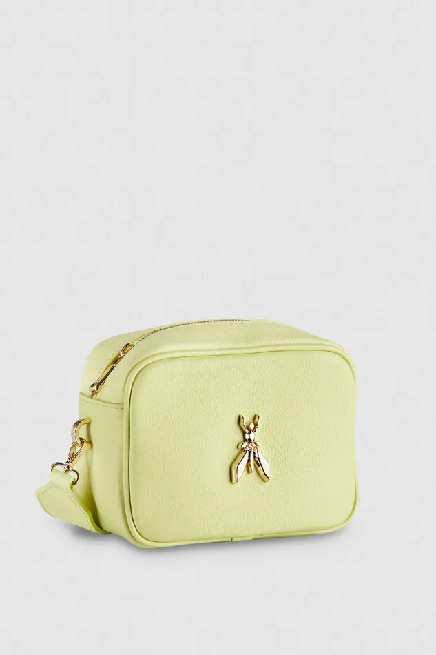 Crossbodys Women Patrizia Pepe Hammered Leather Shoulder Bag Light Sunny Lime