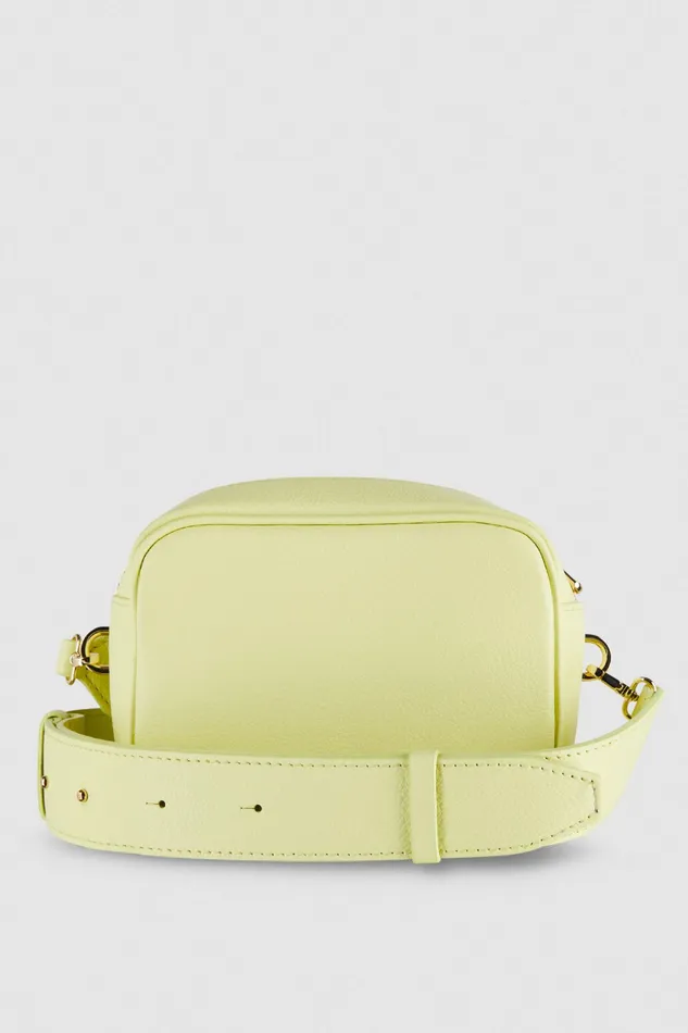 Crossbodys Women Patrizia Pepe Hammered Leather Shoulder Bag Light Sunny Lime