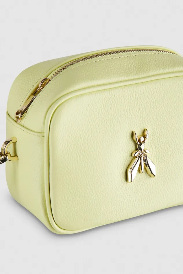 Crossbodys Women Patrizia Pepe Hammered Leather Shoulder Bag Light Sunny Lime