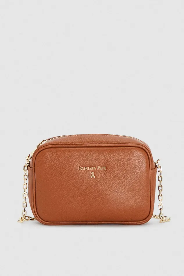 Crossbodys Women Patrizia Pepe Leather Bag With Shoulder Strap New Cuoio