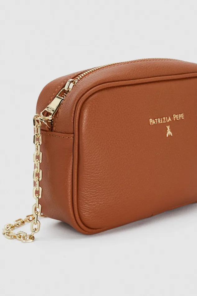 Crossbodys Women Patrizia Pepe Leather Bag With Shoulder Strap New Cuoio