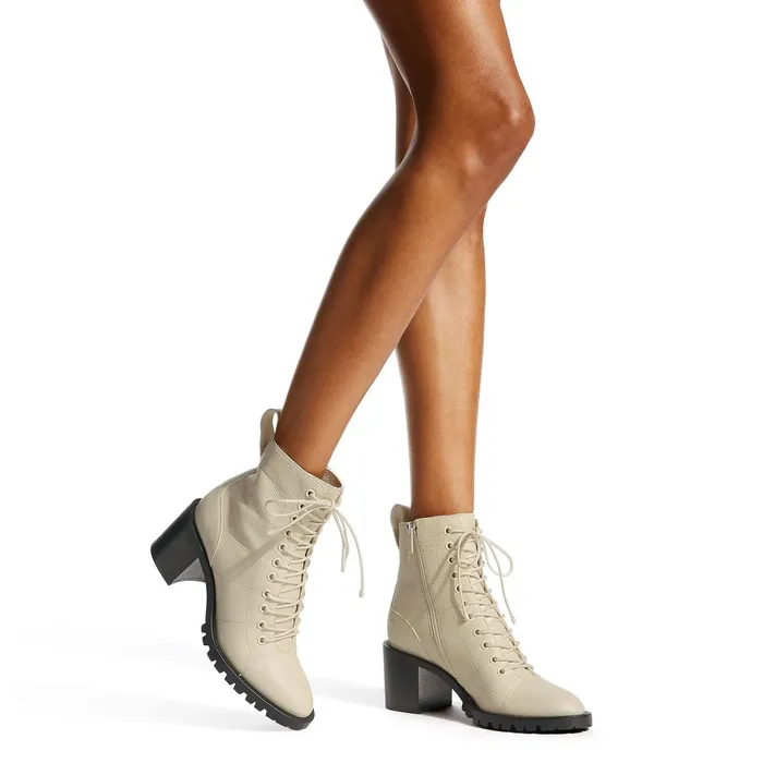 Cruz 65 Linen Grainy Leather LaceUp Combat Boots Linen Women JIMMY CHOO Boots