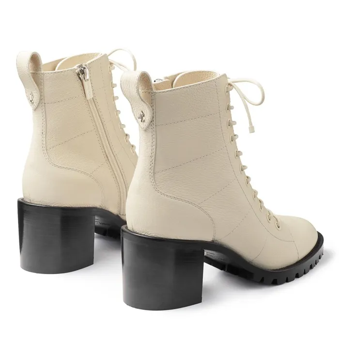 Cruz 65 Linen Grainy Leather LaceUp Combat Boots Linen Women JIMMY CHOO Boots