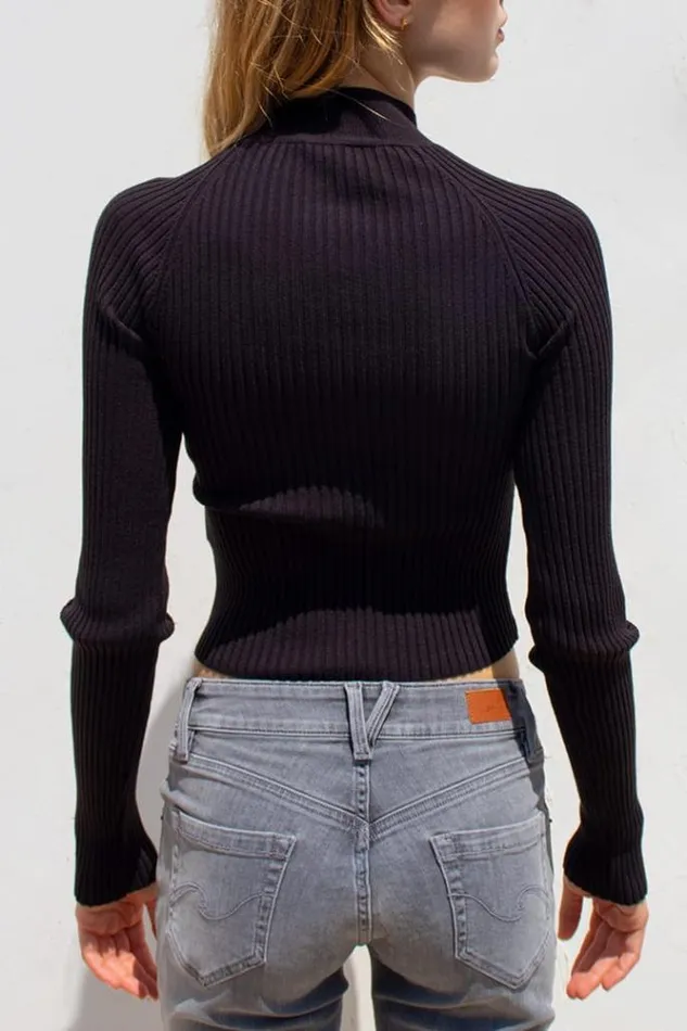 Cut Out Turtleneck Sweater Women Subdued Sweaters