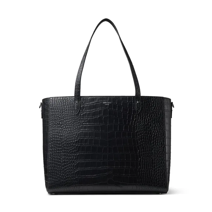 Deelan Black CrocEmbossed Leather Tote Bag Black Men JIMMY CHOO Bags