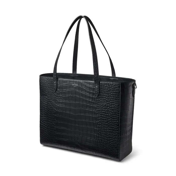 Deelan Black CrocEmbossed Leather Tote Bag Black Men JIMMY CHOO Bags
