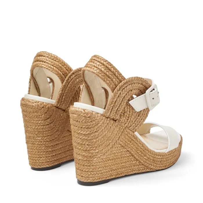 Delphi 100 Latte Vachetta Leather Wedge Sandals With Braided Rope Latte Women JIMMY CHOO Wedges