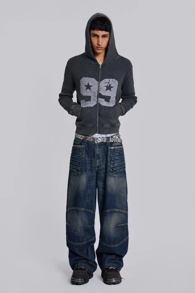 Denim Men Jaded London Mid Blue Biker Colossus Jeans