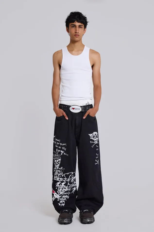 Denim Men Jaded London Scribble XL Colossus Jeans