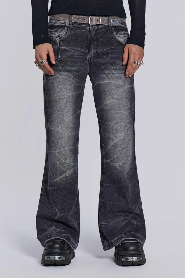 Denim Men Jaded London Shop Black Crease Blaze Jeans