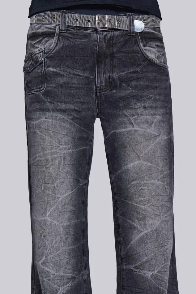 Denim Men Jaded London Shop Black Crease Blaze Jeans