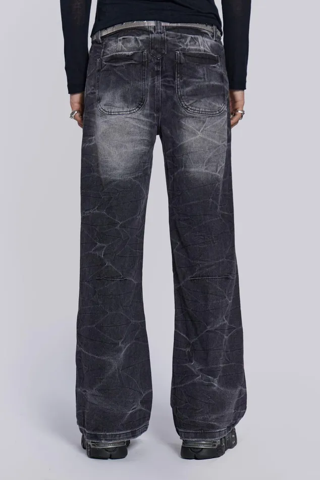 Denim Men Jaded London Shop Black Crease Blaze Jeans