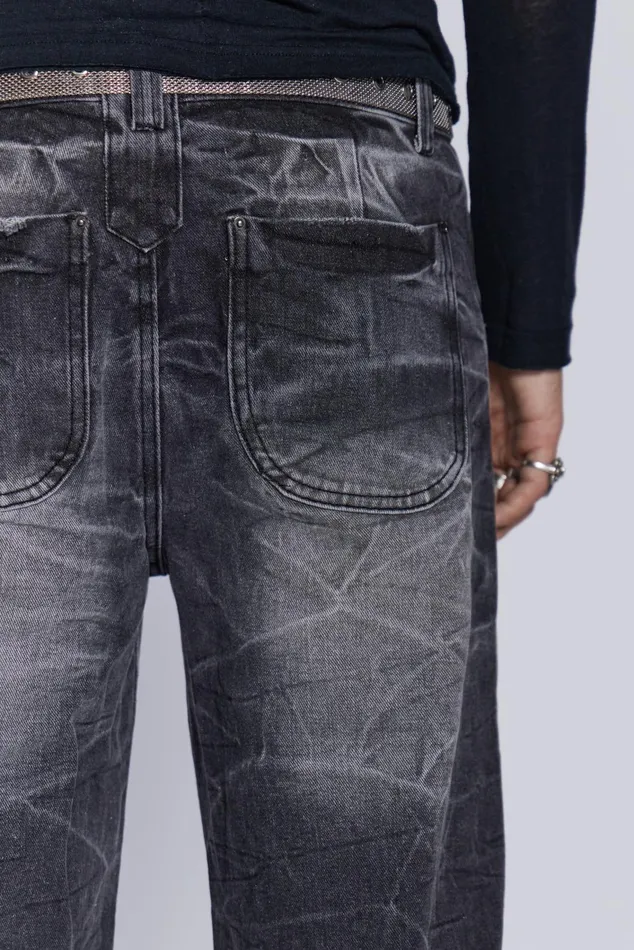 Denim Men Jaded London Shop Black Crease Blaze Jeans