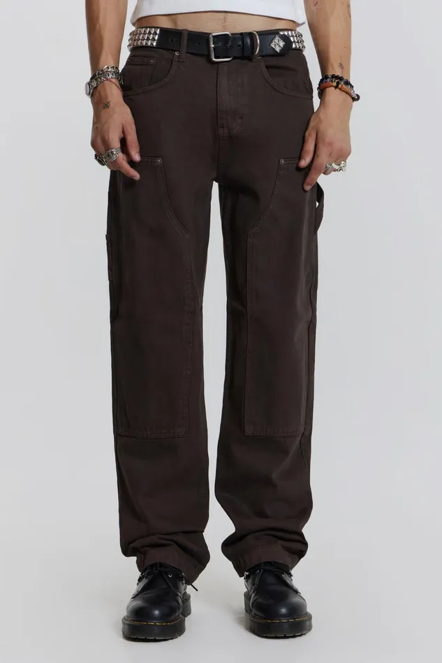 Denim Men Jaded London Shop Brown Carpenter Jeans In Skate Fit