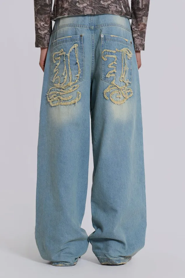 Denim Men Jaded London Shop Light Wash JL Colossus Jeans