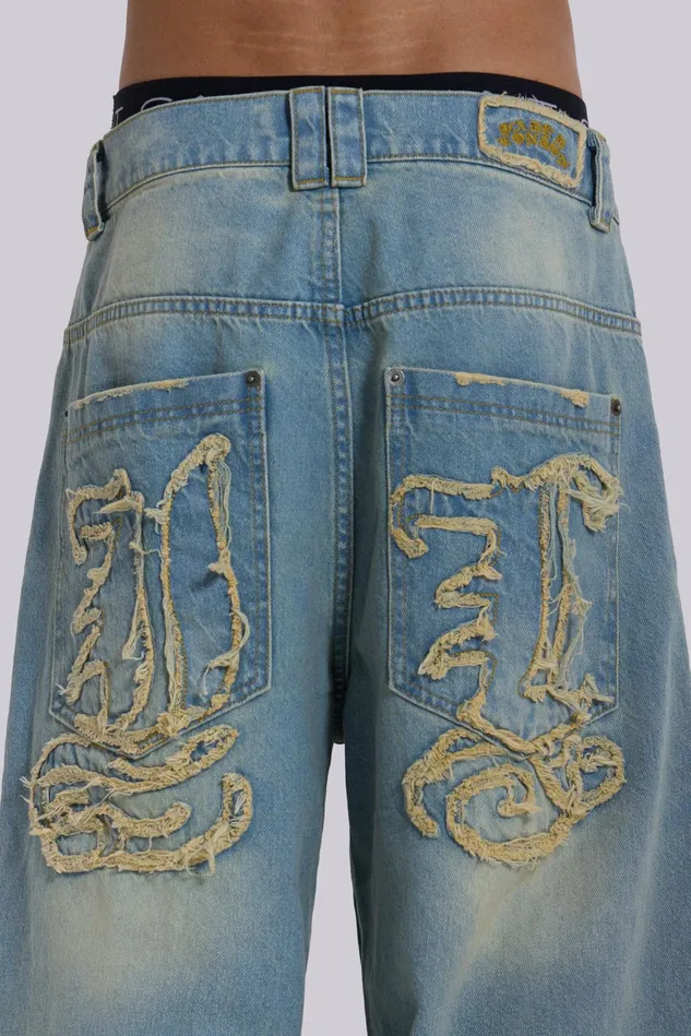 Denim Men Jaded London Shop Light Wash JL Colossus Jeans