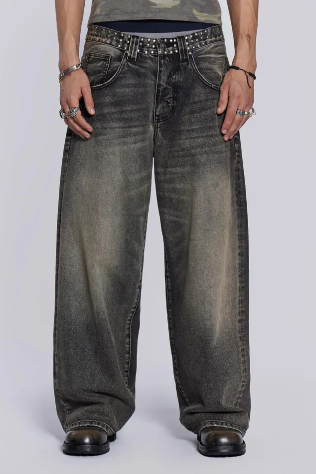 Denim Men Jaded London Shop Stud Colossus Jeans