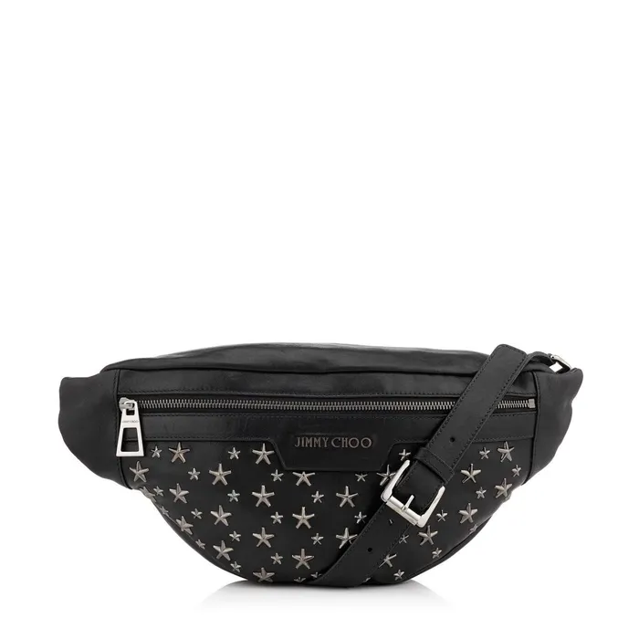 Derry Black Biker Leather Waist Bag With Gunmetal Stars Blackgunmetal Men JIMMY CHOO Shoulder Derry Black Biker Leather Waist Bag With Gunmetal Stars Blackgunmetal Men JIMMY CHOO Shoulder