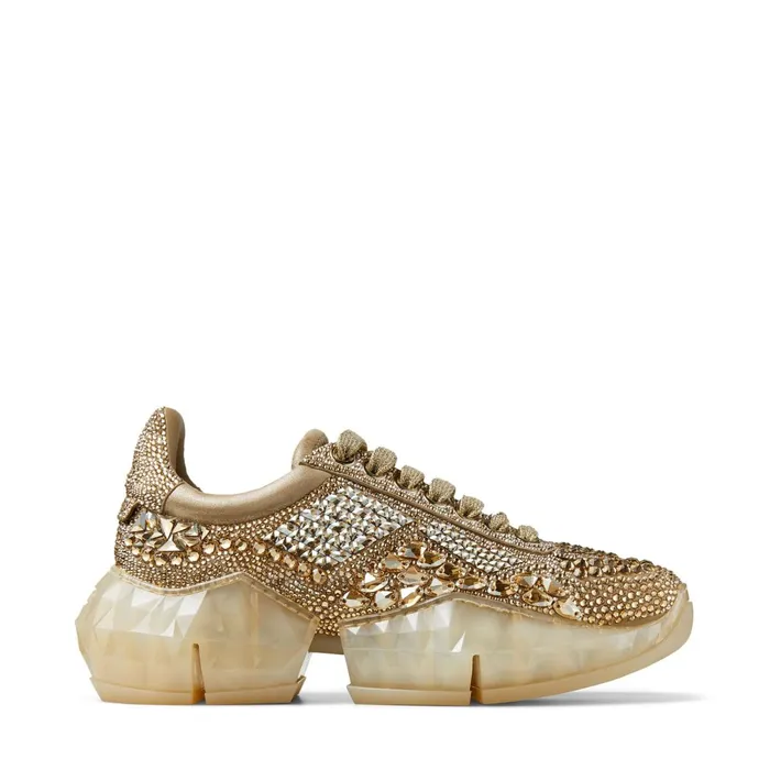 DiamondF Gold Metallic Suede LowTop Trainers With Crystal Embellishment Gold Mix Women JIMMY CHOO Sneakers DiamondF Gold Metallic Suede LowTop Trainers With Crystal Embellishment Gold Mix Women JIMMY CHOO Sneakers
