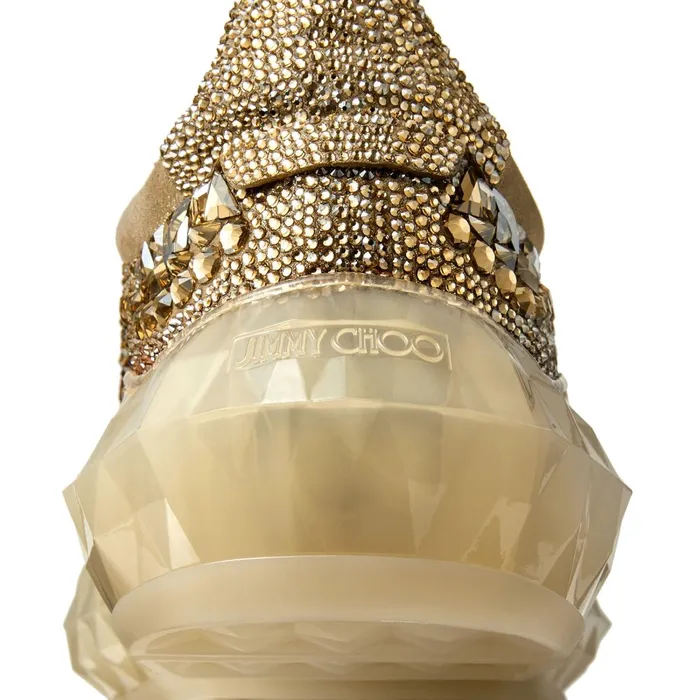 DiamondF Gold Metallic Suede LowTop Trainers With Crystal Embellishment Gold Mix Women JIMMY CHOO Sneakers