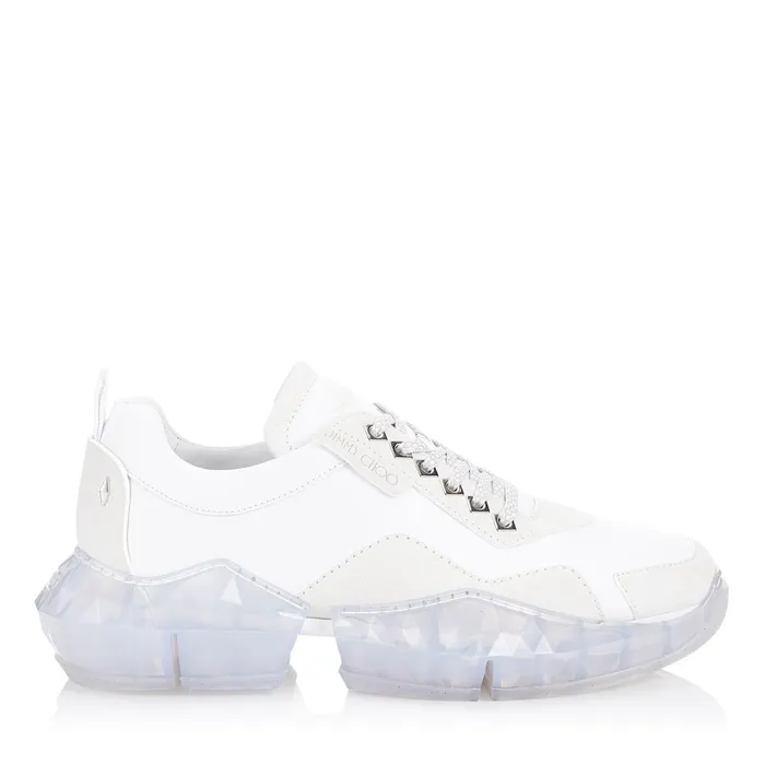 DiamondM White Calf Leather And Suede Trainers With Chunky Platform Whitewhite Men JIMMY CHOO Casual Shoes DiamondM White Calf Leather And Suede Trainers With Chunky Platform Whitewhite Men JIMMY CHOO Casual Shoes