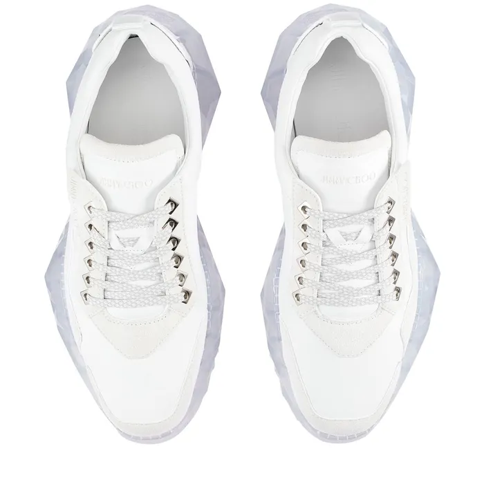 DiamondM White Calf Leather And Suede Trainers With Chunky Platform Whitewhite Men JIMMY CHOO Casual Shoes