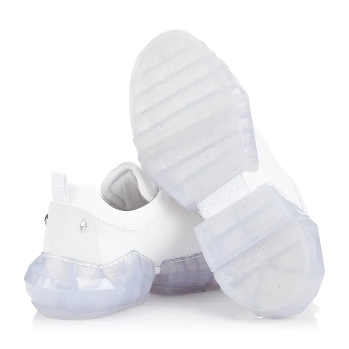 DiamondM White Calf Leather And Suede Trainers With Chunky Platform Whitewhite Men JIMMY CHOO Casual Shoes