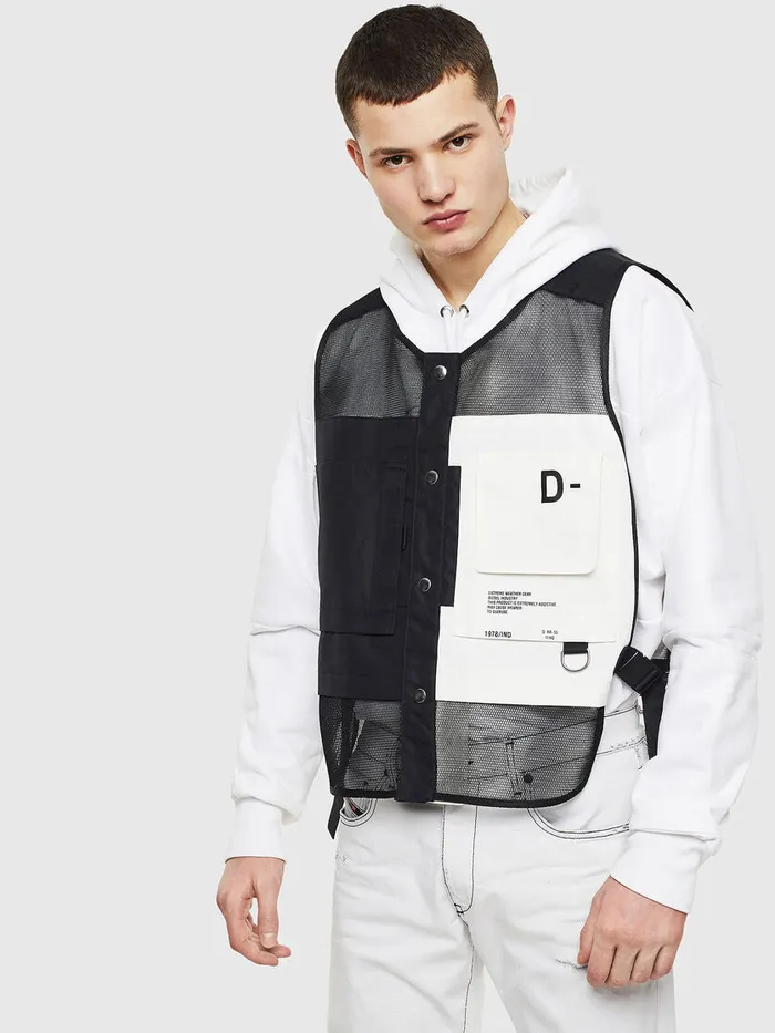 Diesel Jackets Mens JFISHMESH BlackWhite