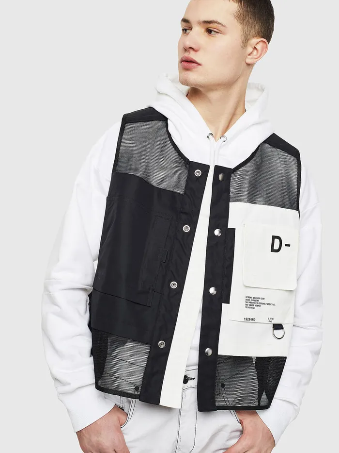 Diesel Jackets Mens JFISHMESH BlackWhite