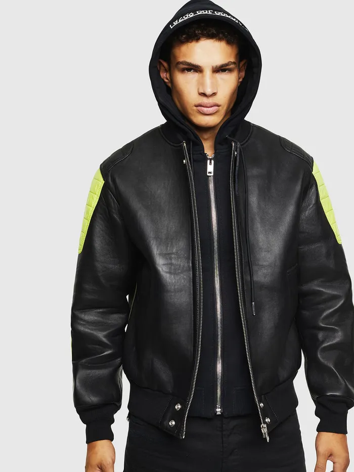 Diesel Leather Jackets Mens LBRANDO Black