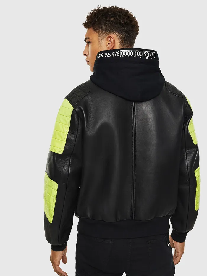 Diesel Leather Jackets Mens LBRANDO Black